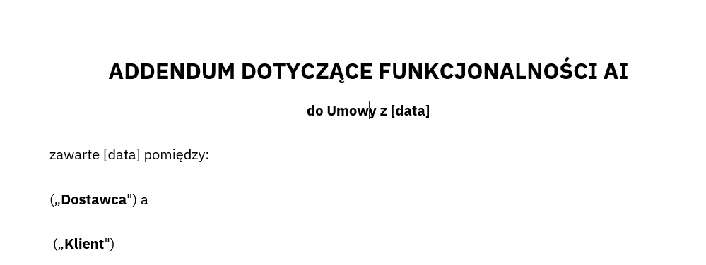 Jeśli chcesz dostać wzór standardowych klauzul dotyczących korzystania z funkcjonalności AI udostępnianych w ramach SaaS lub oprogramowania, to napisz w komentarzu „AI”.
Albo nie. Po prostu wejdź na stronę https zalewski legal i zapisz się na newsletter, a wkrótce go dostaniesz.