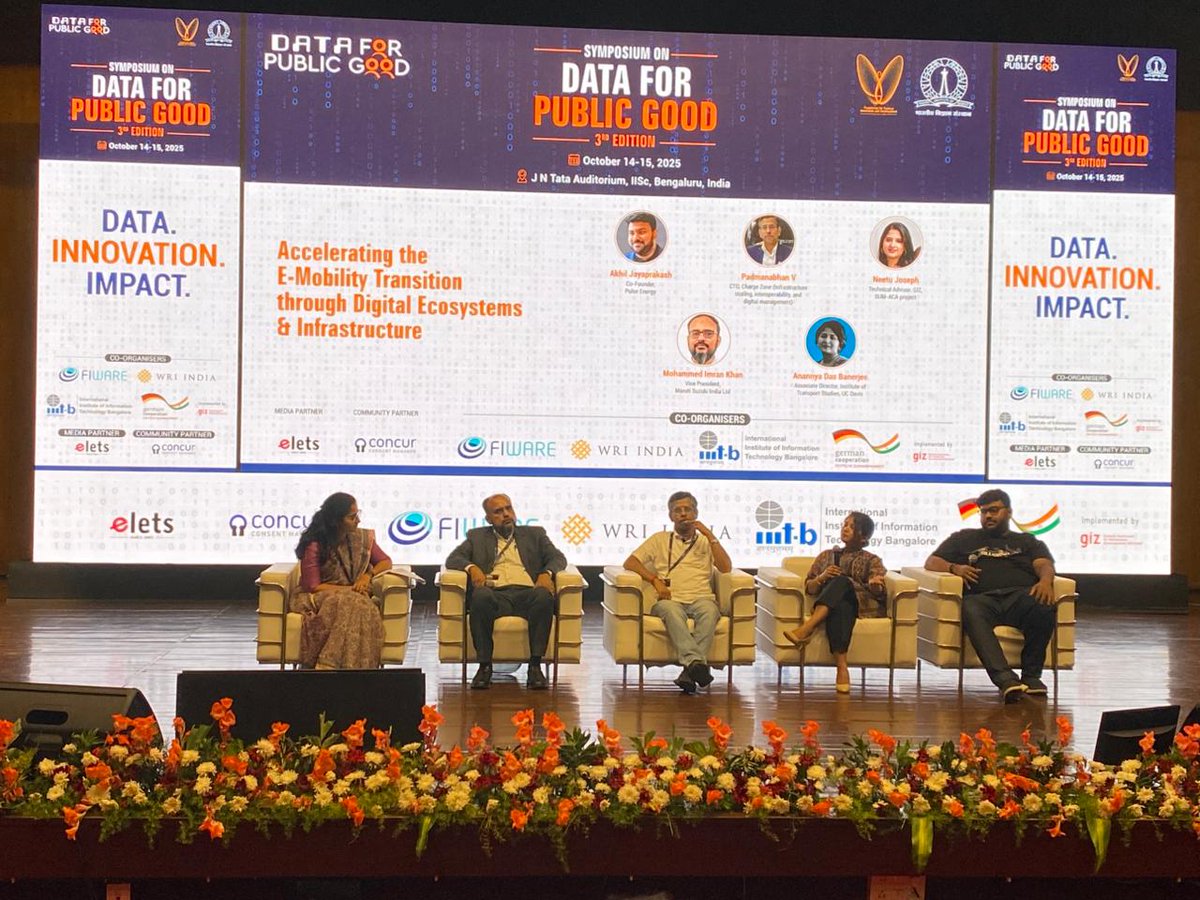 CDPG_IISc's tweet image. The road to sustainable mobility runs on innovation, collaboration, and data.
At the 3rd Edition of the Symposium on Data for Public Good, the panel “Accelerating the E-Mobility Transition through Digital Ecosystems & Infrastructure” explored how technology, policy, and…