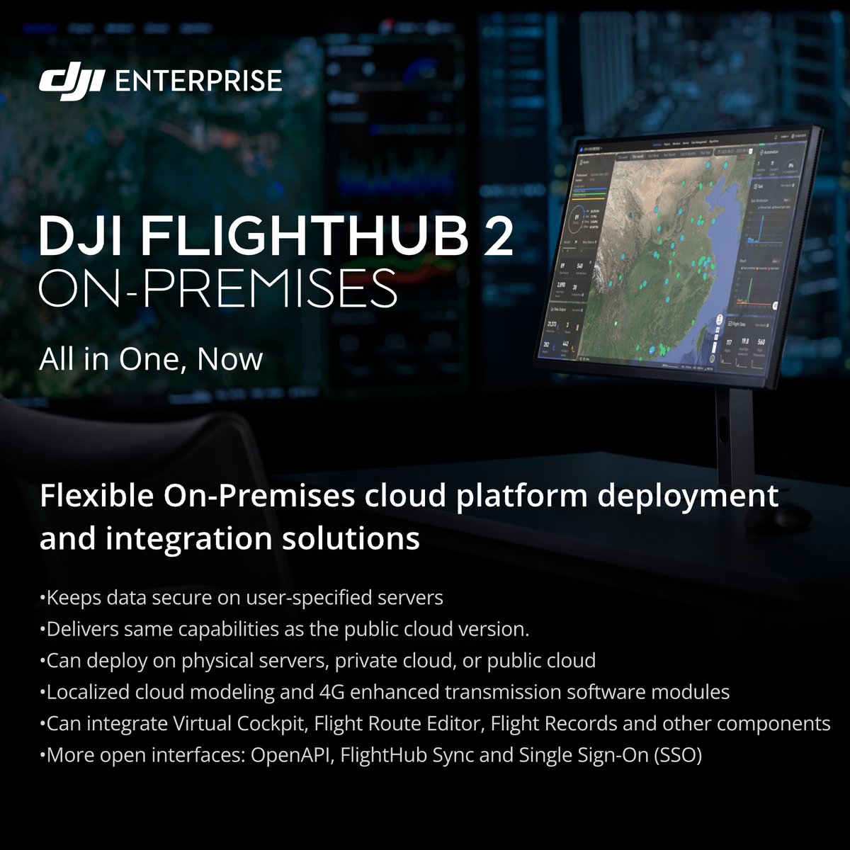 DJIEnterprise's tweet photo. DJI FlightHub 2 On-Premises lets you manage drones securely on your own servers with full cloud-level functionality and flexible integration.
Learn more π https://t.co/P6VjMvg3QH
Contact us π https://t.co/AFat5qQ6BE
#DJIEnterprise #FlightHub2 #FlightHub2OnPremises https://t.co/oFfjrS8Faw