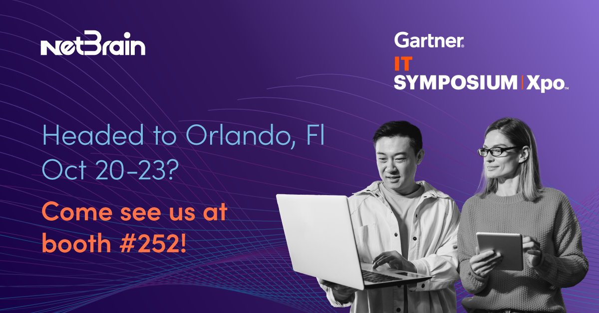 NetBrainTech's tweet image. We're at #GartnerSYM ! Join us Oct 20-23 in Orlando 📍 Booth #252 to see how Agentic NetOps is transforming network operations with AI-powered reasoning, visualization, and self-healing. 
Don't miss Ryan Couch on Oct 22, 6:20 PM: "Top 5 Use Cases for Agentic NetOps"
Join us!
