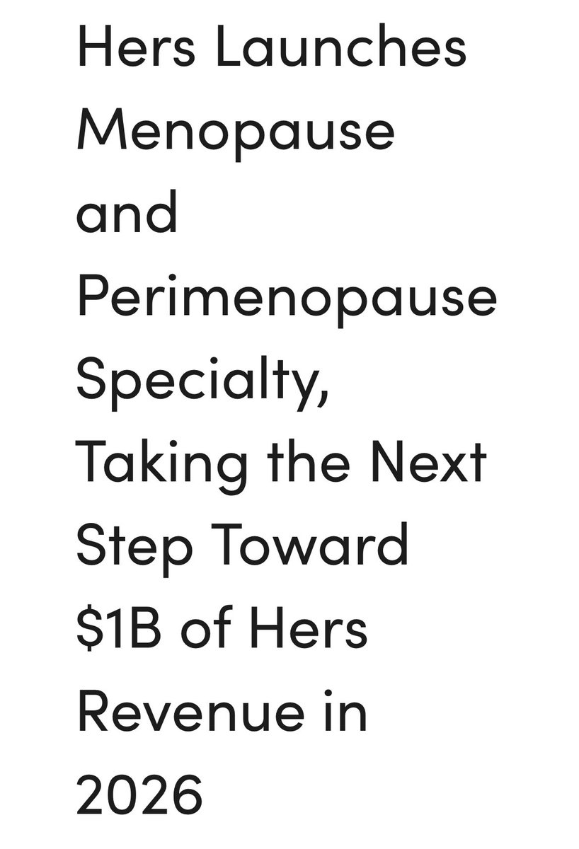 meeijer's tweet image. BREAKING: $HIMS just said its Hers brand is on track to surpass $1B in annual revenue by 2026.
