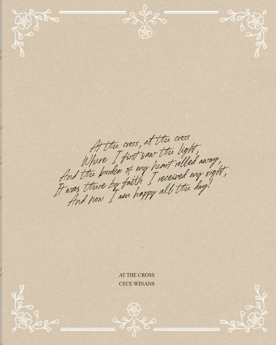 cecewinans's tweet photo. At the cross, at the cross
Where I first saw the light,
And the burden of my heart rolled away,
It was there by faith I received my sight,
And now I am happy all the day!

#AtTheCross #ThisFriday #CeCeWinans https://t.co/ARGRZomsNZ