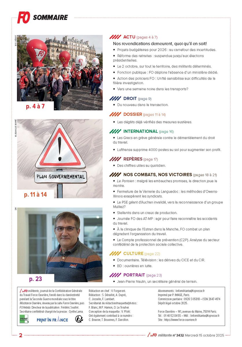 #LInFOmilitante n°3432 paraît aujourd'hui ! En voici la UNE et le sommaire (et n'oubliez pas que, adhérents ou non, vous pouvez vous abonner à tout moment >> force-ouvriere.fr/-l-info-milita… )