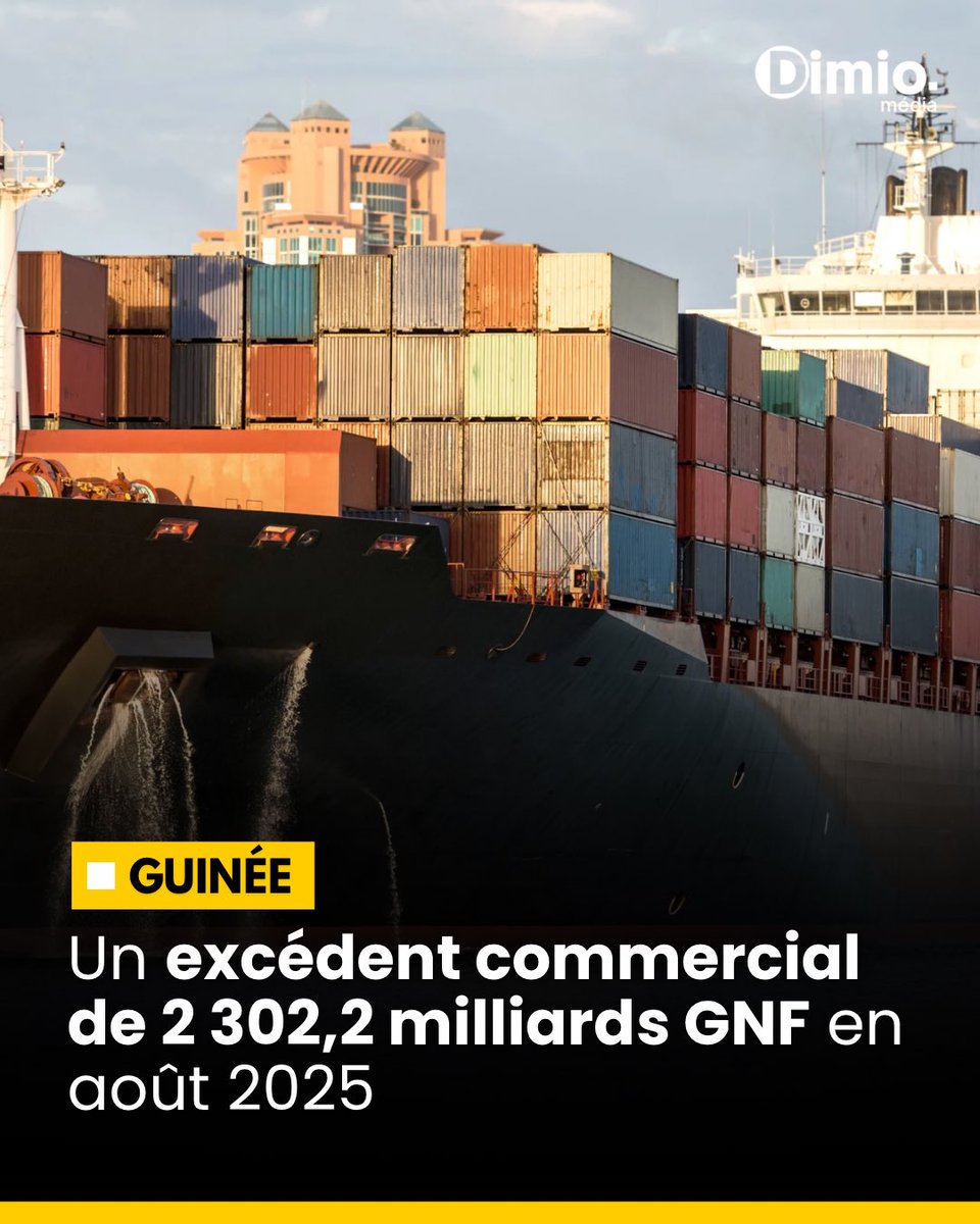 🇬🇳 #Guinée | Un excédent commercial de 2 302,2 milliards GNF en août 2025

📎 Les détails à lire ici : dimiomedia.org/news/guinee-un…