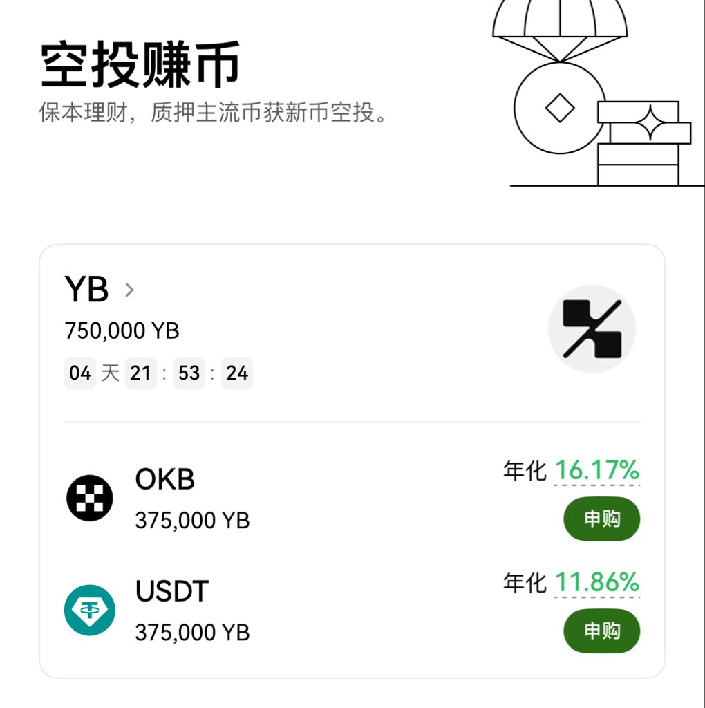 里奇 (@cryptolfggo) on Twitter photo OKX 交易所空投赚币又又又上新了,存入 $OKB 或者 $USDT 赚取 $YB 空投!
OKX 交易所首页点击横幅栏参与 OKX 交易所空投赚币又又又上新了,存入 $OKB 或者 $USDT 赚取 $YB 空投!
OKX 交易所首页点击横幅栏参与