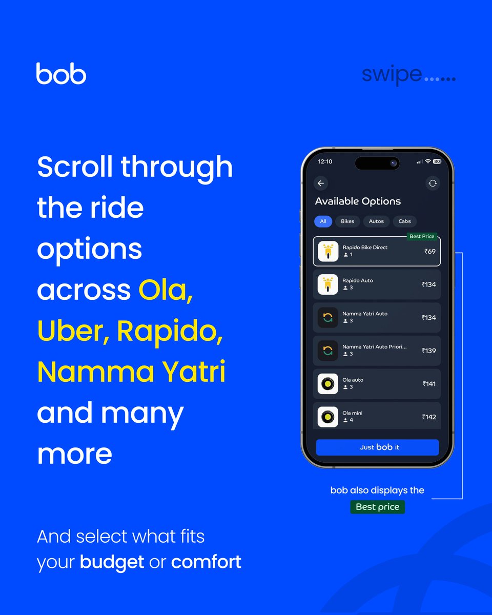 letsbobit's tweet photo. How to book the cheapest ride using bob (1/2)

#bobrides #justbobit #HowTo #rideapp #tutorial https://t.co/ngWRNcamNU