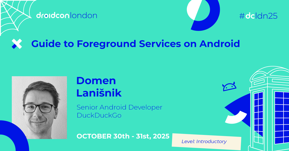 Prepare for valuable insights from <a href="/DomenLanisnik/">Domen Lanisnik</a> at #dcldn25 🇬🇧

In this #AndroidDev session, you'll learn how to master foreground services on modern #Android — learn updates, pitfalls, alternatives, &amp; best practices with live demos. london.droidcon.com/speakers/domen…