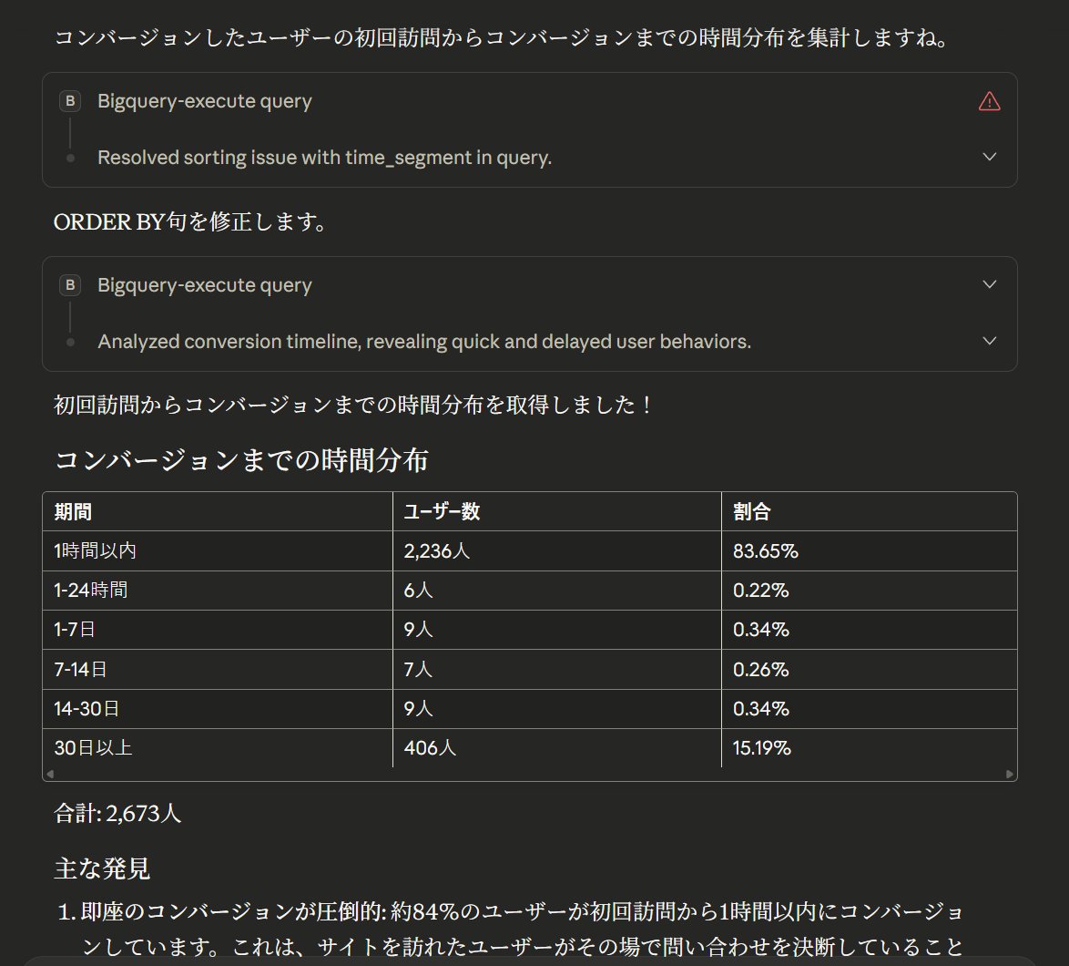 takuogawa_1978's tweet image. BigQueryをMCPサーバーで生成AIサービスに繋ぐことで、画像のような分析も自然言語で行えます（生成AI側でSQLを作っている）。

本当に正しいかのチェックは必要ですが、SQL書かなくてよいのは分析のハードル下げてくれるので良いですね。
