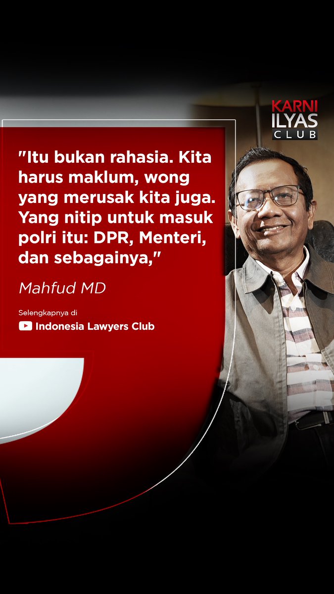 ILCTalkshow's tweet image. “Itu bukan rahasia. Kita harus maklum, wong yang merusak kita juga.Yang nitip untuk masuk polri itu: DPR, Menteri, dan sebagainya,”-Mahfud MD

Saksikan selengkapnya di youtube Indonesia Lawyers Club

#ilc #podcastilc #karniilyasclub #mahfudmd #porli #reformasiporli