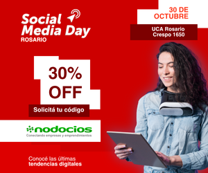 30% de descuento para el Social Media Day 2025 - Rosario
El viernes 30 de octubre de 2025 se realizará una nueva edición del “Social Media Day” en  la Universidad UCA Rosario, acceso Crespo 1650 mailchi.mp/0b8d8bf44fd4/c…