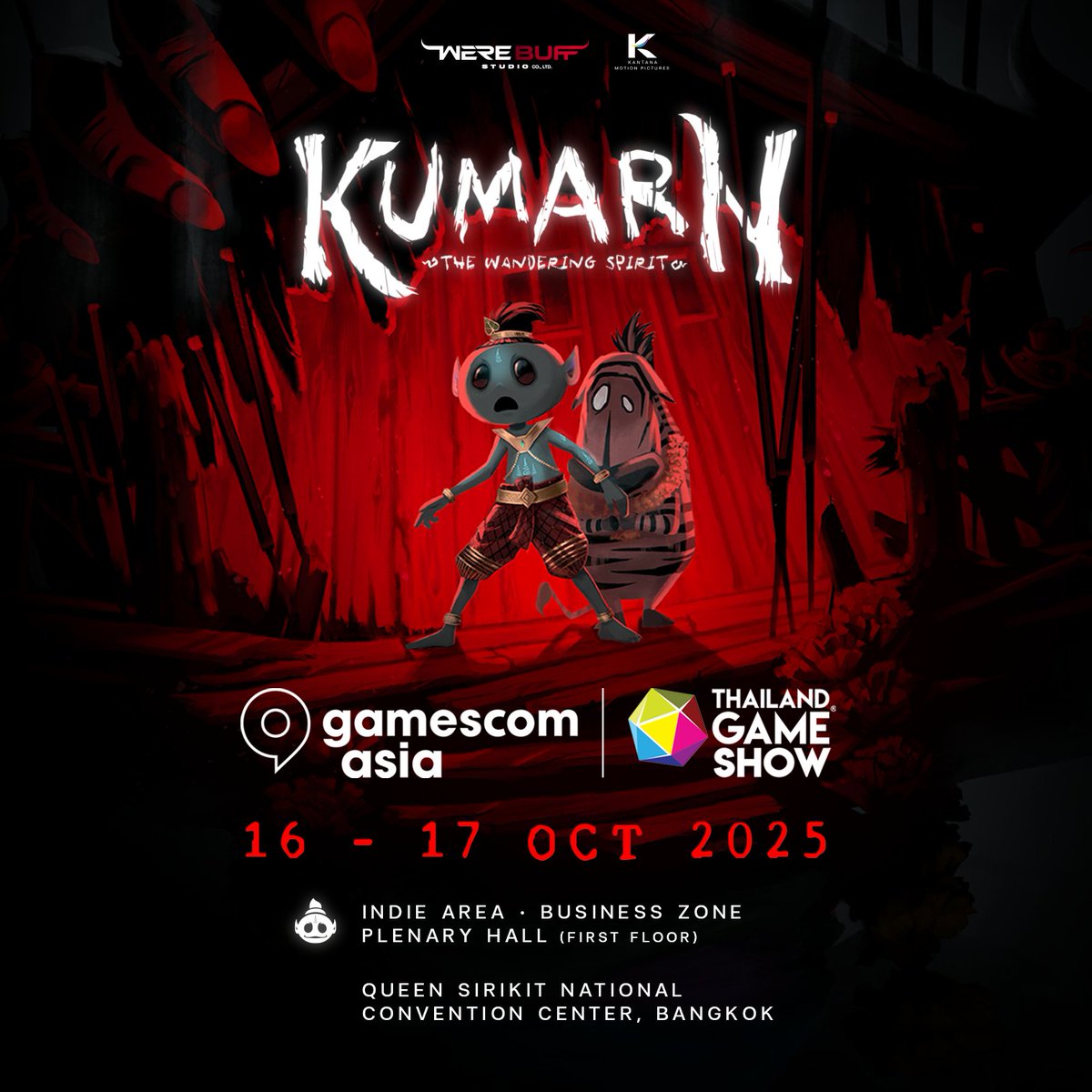 werebuffstudio's tweet photo. Welcome to 🇹🇭🙏
Experience '#kumarnthewanderingspirit' 👻
at #gamescomasiaxThailandgameshow 🎮
📅 16 - 17 Oct 2025
📍 Business zone | Plenary Hall (First Floor)
📌Queen Sirikit NCC, Bangkok
#gamescomasia #thailandgameshow #TGS2025
#KumarnGame #เกมกุมาร
#WereBuffStudio https://t.co/UP3lsymPAl