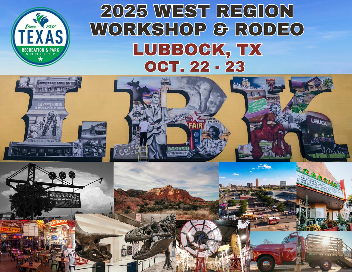 Get ready for the 2025 TRAPS West Region Workshop &amp; Rodeo, October 22-23, 2025, in Lubbock, Texas! This premier gathering of park and recreation professionals promises two days packed with hands-on competitions, &amp; cutting-edge educational sessions. 
membership.traps.org/events/EventDe…