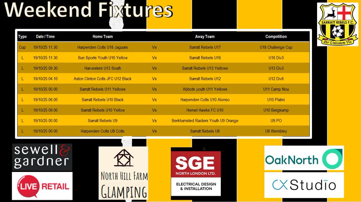 Some nice results from the weekend and an exciting line-up ahead… Good luck Rebels 👍⚽️💪 #GoRebels
