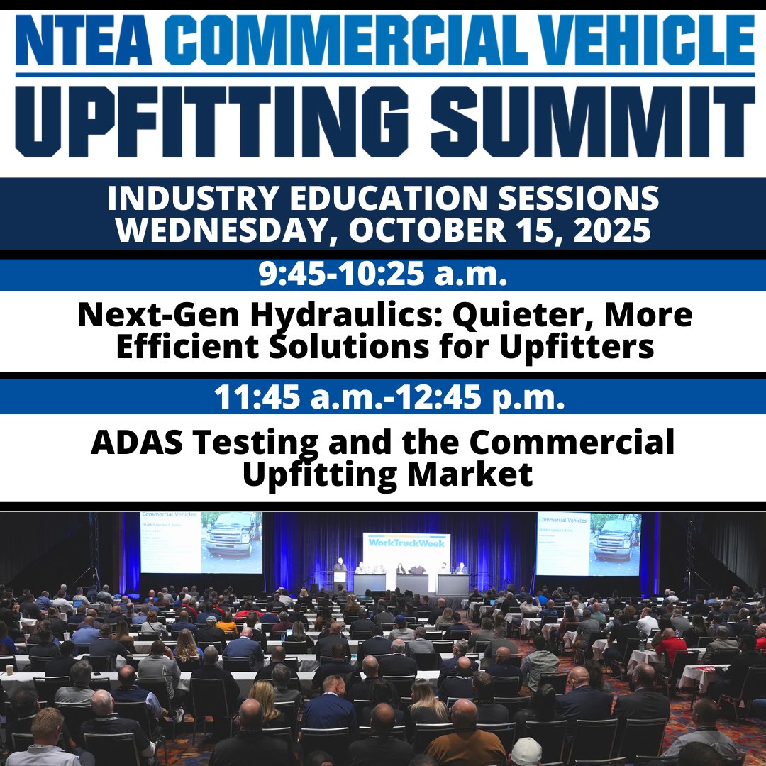 nteanews's tweet image. Today’s #UpfittingSummit sessions deliver insights for commercial vehicle pros - from next-gen hydraulics to advanced safety systems, attendees are gaining valuable knowledge to strengthen upfitting expertise and keep pace with evolving technologies. ntea.com/cvuscoverage