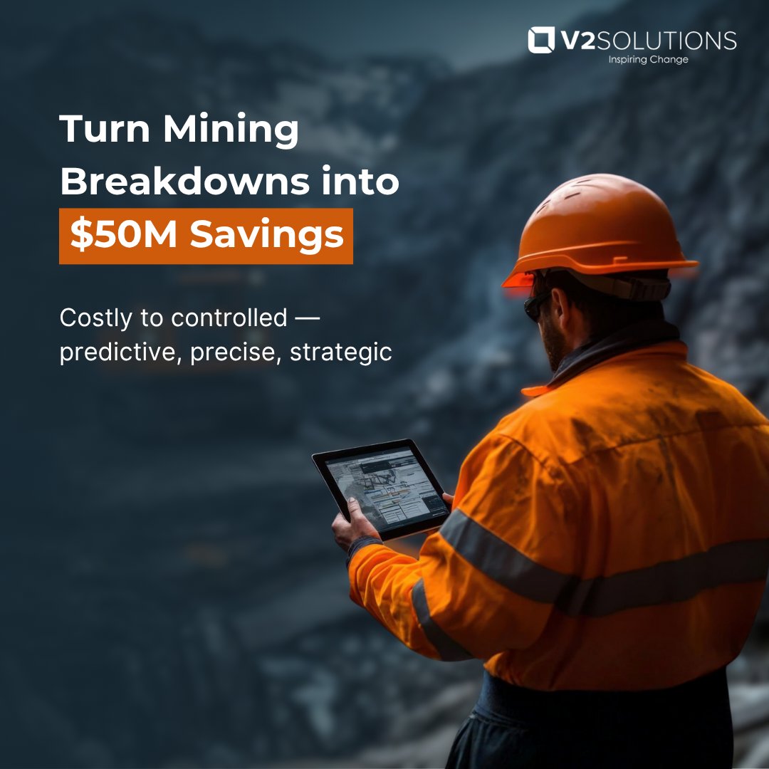 v2solutions's tweet image. Mining downtime costs millions.
#PredictiveMaintenance turns losses into uptime.
✅ 25% less downtime
✅ 18% higher throughput
✅ $10–50M saved annually
#V2Solutions uses #AI + #IoT to predict failures before they happen.
Read more v2solutions.com/blogs/stop-dow…