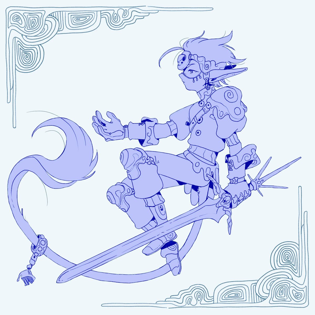 Hi #PortfolioDay !! 
I'm available for work, I love drawing colorful characters and creatures 🌿