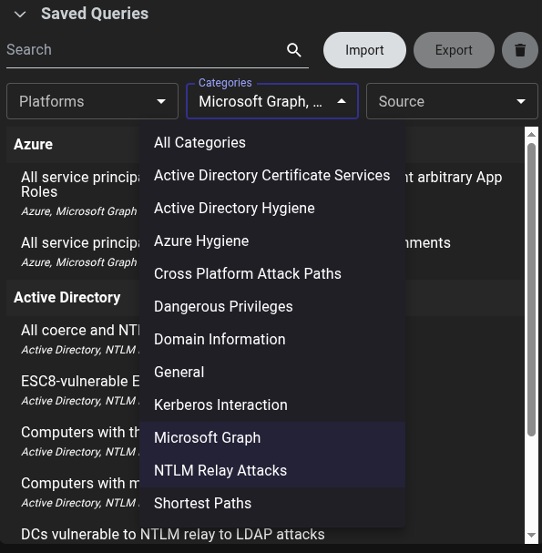 sekurlsa_pw's tweet image. 93 custom queries of 189 in total at the Bloodhound queries site:
queries.specterops.io
The last Bloodhound update also has a new user interface for the queries menu.