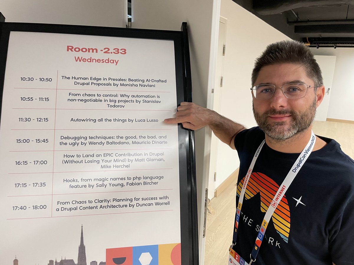 SparkFabrik's tweet image. Our Luca Lusso took to the stage at #DrupalCon Vienna to explain how to make the most of the service autowiring feature in Drupal. 💧
An advanced talk explained brilliantly. Luca truly is an expert speaker, highly regarded by the community! 🫶
#SparkFabrik #BeTheSpark