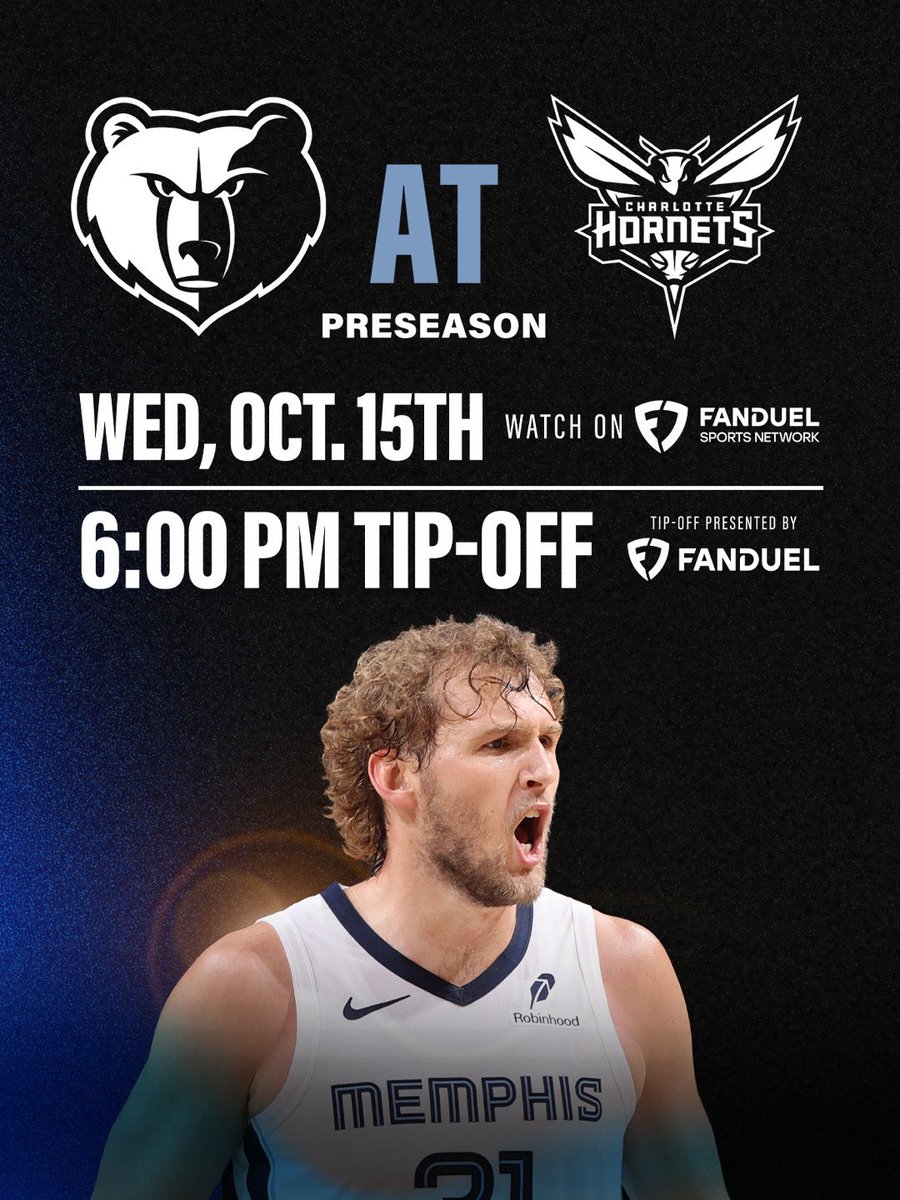 🐻 vs 🐝

📺 @FDSN_Grizzlies 
📻 @929espn 
🕐 6:00pm
🆚 @hornets 