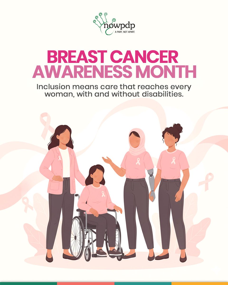 Early detection saves lives — inclusion saves even more.
.
Every woman, with or without disabilities, deserves equal access to care and support.
.
Let’s stand for strength, compassion &amp; inclusion this
.
#NOWPDP #BreastCancerAwareness #PinkOctober #APartNotApart