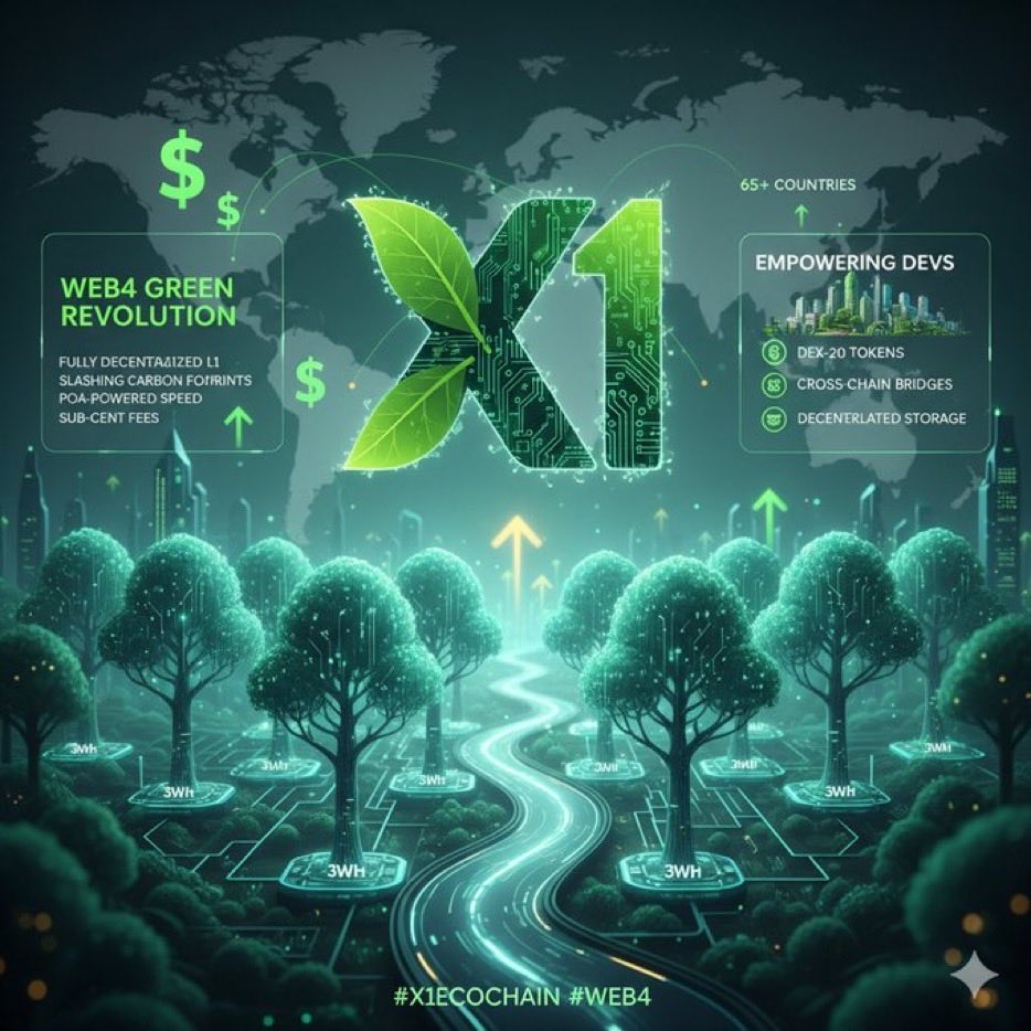 mufc_s00's tweet image. The Chain Built by Homes, Not Data Centers
@X1_EcoChain
Web3 promised change, but most chains were loud, heavy on gas, hungry for power, blind to the world they aimed to fix.
Then came a whisper.
Not from data centers, but from living rooms, garages, and desks across 65+…