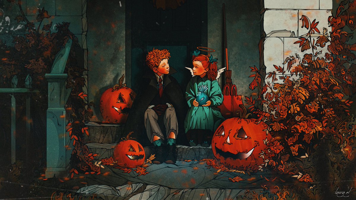 Boy meets girl. Girl meets boy. If sharing candy isn’t the sweetest thing, idk what is. 😀

Created for THE DAM AFTER DARK submission! 🎃

&amp; ofc - gm! ☕️