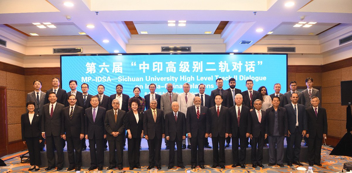 DG <a href="/SujanChinoy/">Sujan Chinoy</a> with H.E. Dai Bingguo fmr State Councillor &amp; Special Rep for India-China boundary talks &amp; Amb Pradeep Kumar Rawat at the start of MP-IDSA -- Sichuan Univ High Level Track-2 Dialogue in Chengdu, attended by members of the Indian &amp; Chinese strategic communities.