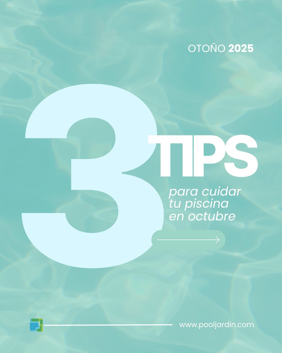 PoolJardin's tweet photo. 🏊‍♀️🍂 3 tips para cuidar tu piscina en octubre: limpia paredes y fondo, aplica tratamiento de invernaje y cubre con lona resistente. Prepárala con #PoolJardín 💧 https://t.co/a6scgW27UZ https://t.co/OPfA5DYByn