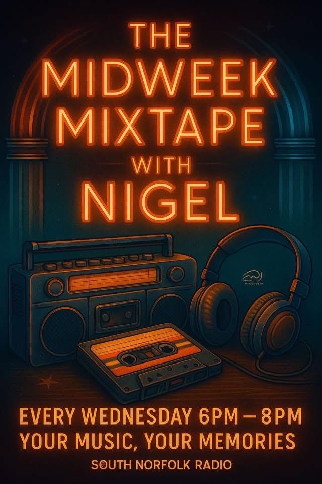 Your music Your memories 
The Midweek Mixtape is broadcast this evening 
on <a href="/snradiouk/">South Norfolk Radio</a> hosted by <a href="/NJTjust/">Chronicles of Nigel</a> 
#RockMusic #CommunityRadio 
Midweek Mixtape 6-8pm 
Wednesday on snradio.uk
Listen via snradio.uk or any radio app or your smart speaker