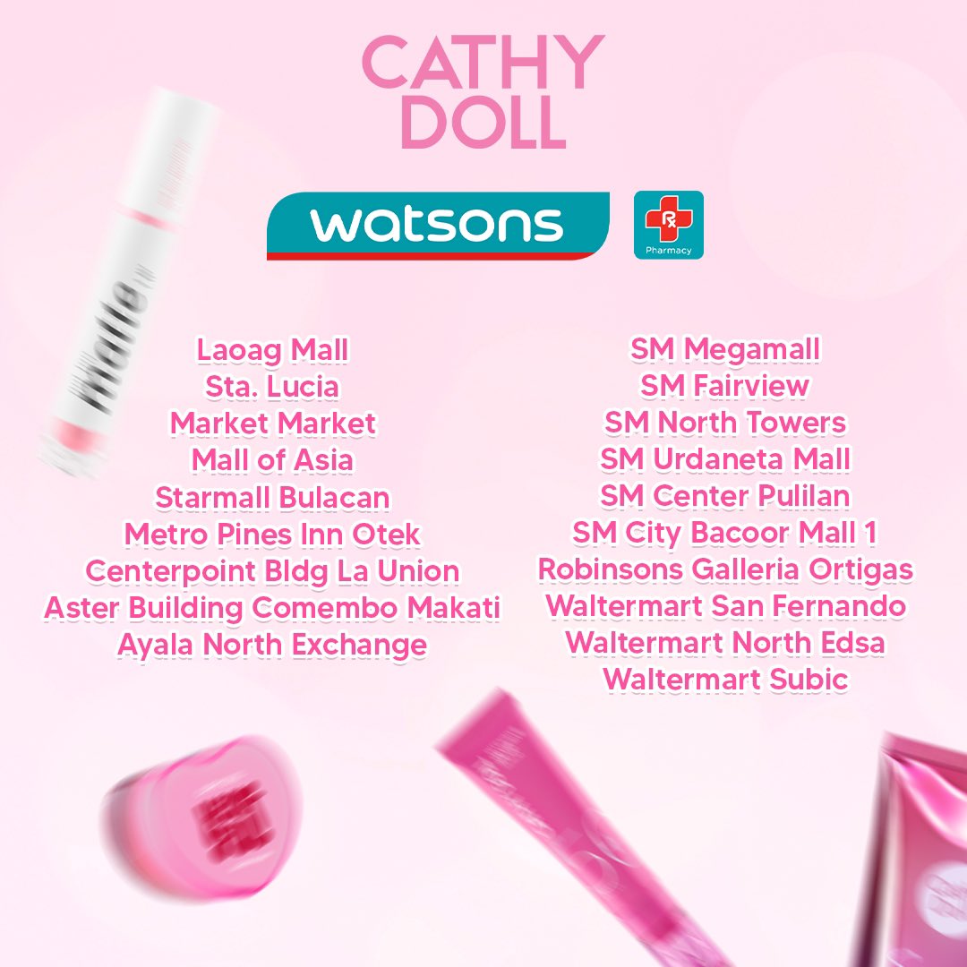 CathyDollPH_'s tweet photo. The NEW Cathy Doll Collection has arrived! 🌸

Get ready to glow with our latest beauty must-haves — from soft matte lips to radiant skin 💄✨

Now available at select Watsons and SM Department Stores nationwide! 💕
#CathyDollPH #NotTooMatteLip #UnboxingYourDoll https://t.co/YNC78oIKrY