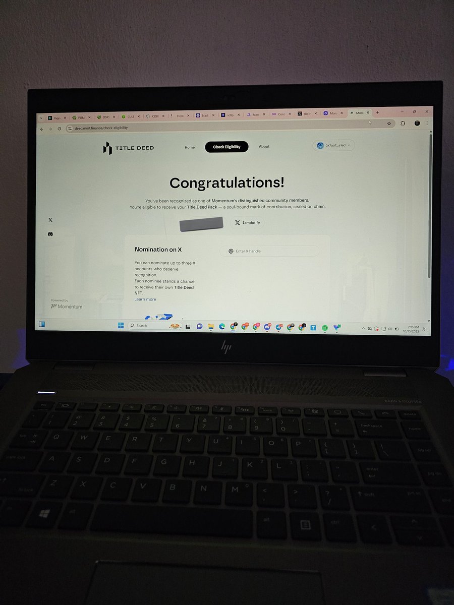 Momentum Deed NFTs airdrop is live, and I got in!

The Title Deed is Momentum’s badge of honour, awarded to those building the foundations of Sui: devs, creators, and early believers who drive growth every day.

- 10,000 is being distributed to key contributors
- 5,000 will be