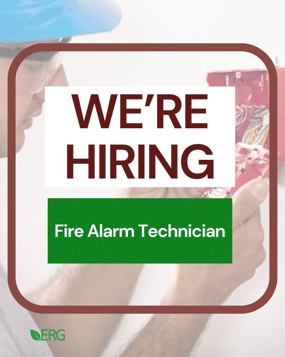 Sound the alarm! ERG is hiring a full-time Fire Alarm Technician at Naval Support Facility, Indian Head, MD. Must have experience installing/repairing fire alarm systems, knowledge of NFPA codes, &amp; strong troubleshooting skills. Apply now: jobs.lever.co/erg/4c33d844-4…