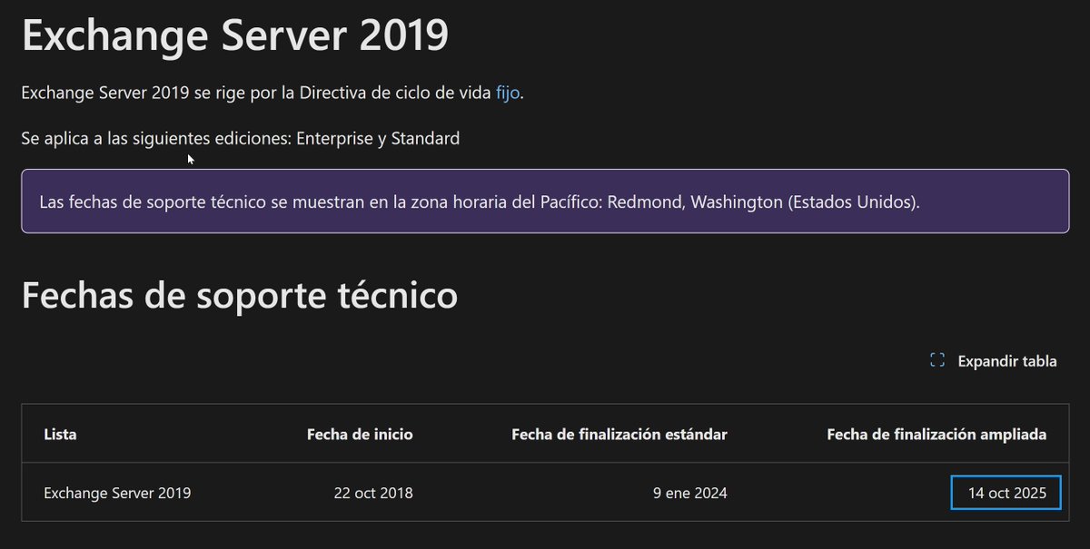 SoyITPro's tweet image. Administradores de #ExchangeServer les recuerdo que no solo #Windows10 finalizó su soporte, Exchange Server 2016y 2019 también lo hicieron ayer 14 de octubre de 2025.