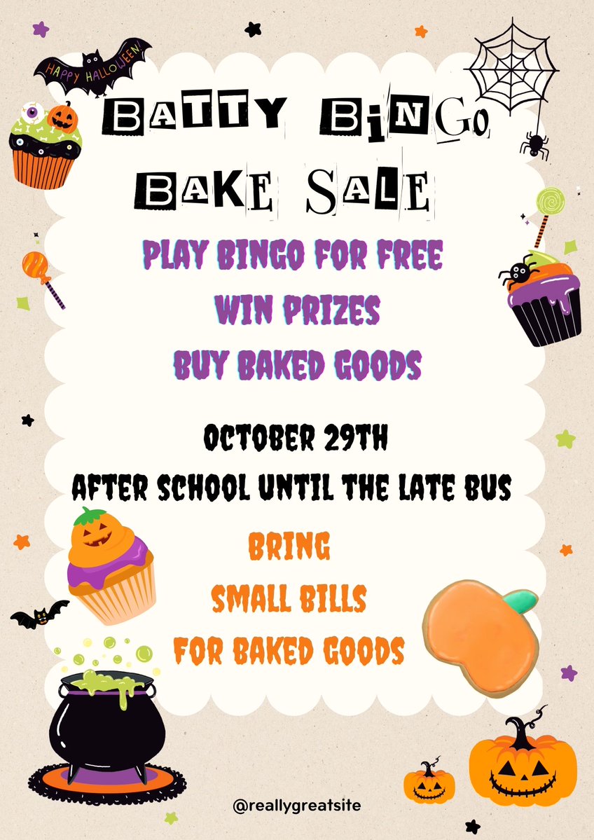 Things are getting spook-tacular at CDMS! 🦇 Join us after school for Batty Bingo and celebrate Halloween with your school community! 👻💜