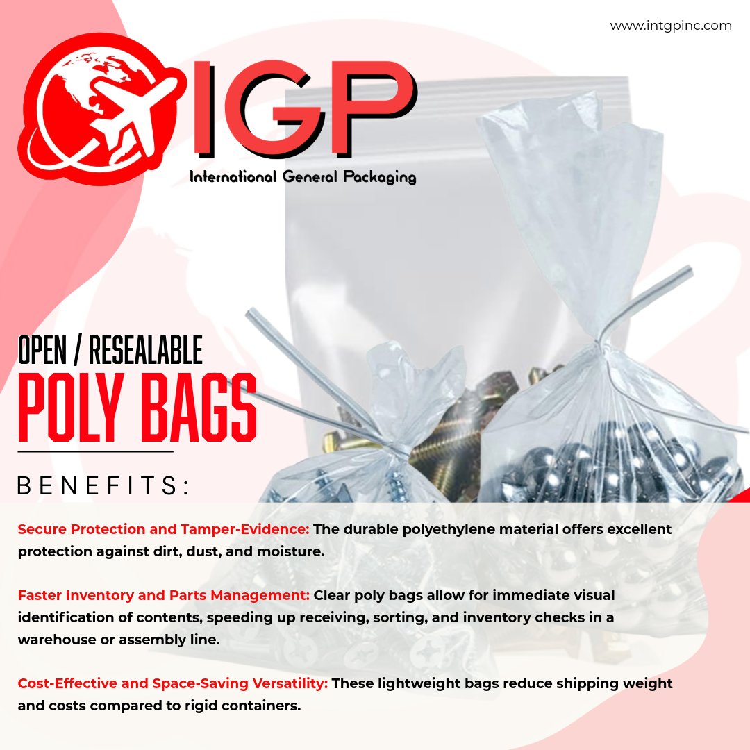 IGPlnc's tweet image. Combining the best features of two popular packaging solutions, Open & Resealable Poly Bags provide the ultimate package versatility.
CALL TODAY TO PLACE YOUR ORDER 281-441-9100
#HoustonPackagingSupply #IndustrialStrapping #HoustonTX #B2BPackaging #CargoSecurement