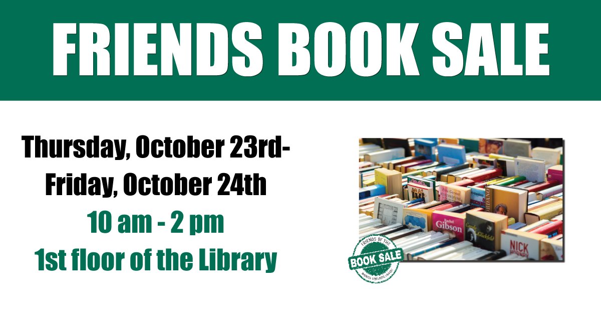 The Friends of the @CSULibrary are hosting a Book Sale! 📚

🗓️ Oct 23–24
📍 Michael Schwartz Library, 1st Floor
💵 $2 hardcover | $1 softcover | 50¢ media

🕘 Thurs: 9–10 a.m. Member Preview | 10–2 Public
🕙 Fri: 10–2 Public

Find your next great read! #CSULibrary #BookSale
