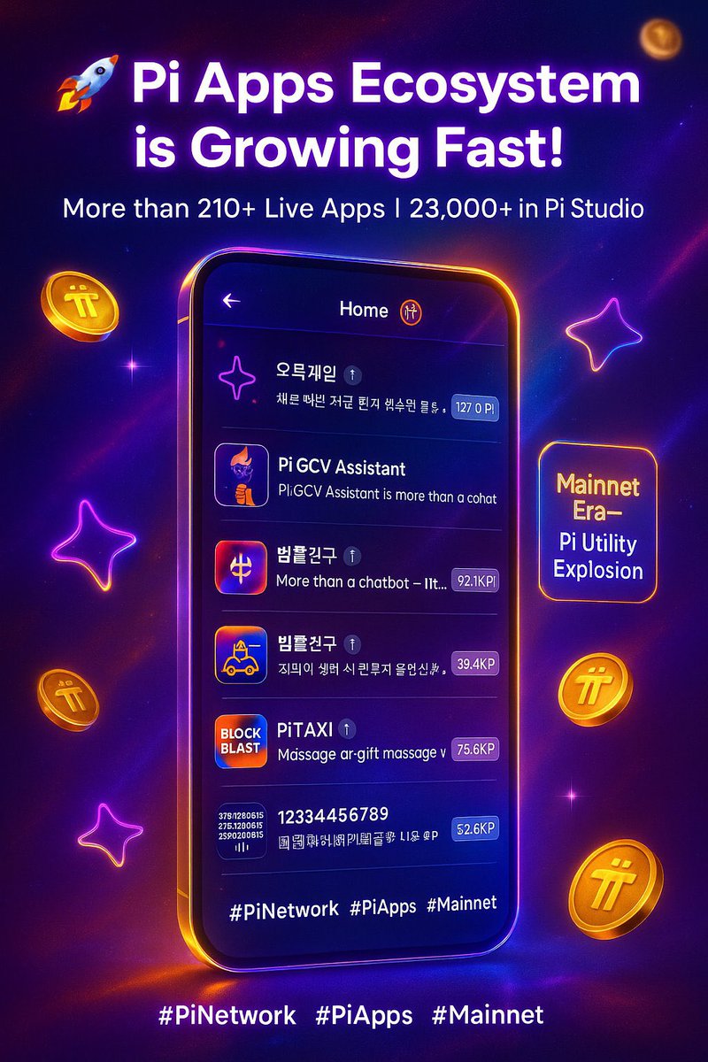 🚀 Pi Network Ecosystem is EXPLODING! 💥

The Pi Apps Ecosystem is growing faster than ever — with 210+ live apps already running and 23,000+ projects building inside Pi App Studio! 🌎🔥

From finance to social, gaming, education, and daily utilities, every corner of the Pi