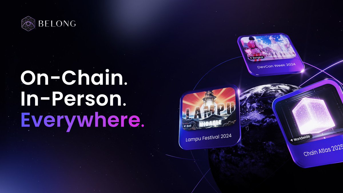gendaveHQ's tweet image. belong is quietly building the bridge between real and digital, from bali to bangkok to global
> lampu fest 2024 & 2025 - nft ticketing, crypto & fiat
> devcon week 2024 - phygital check-ins, branded nfts
> chain atlas 2025 - geo crypto game $1m+ rewards
every event. every…