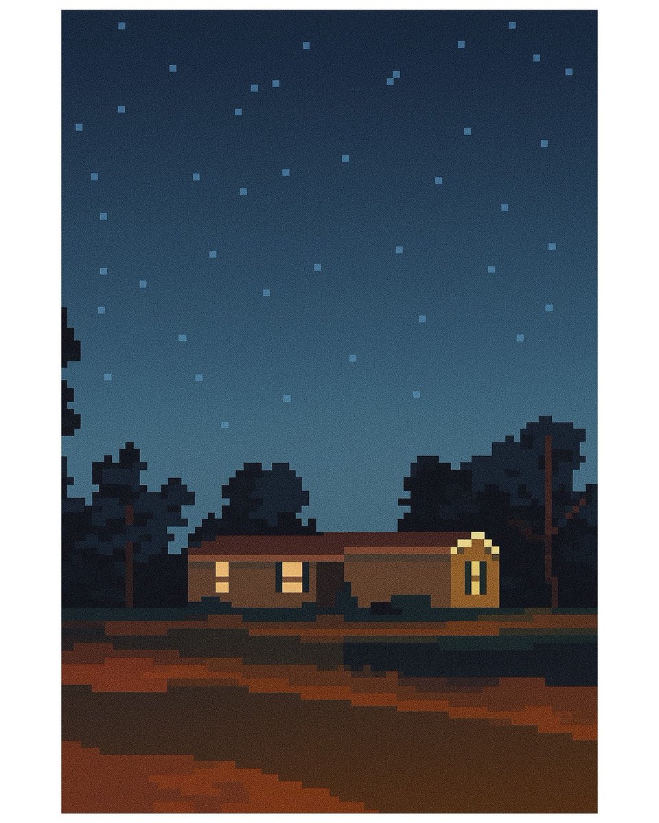 ThatMattAvery's tweet image. AI Prompt: &quot;Transform this picture I took into something more interesting.&quot;

----------------------------

#fujifilm #fujifilmxpro3 #photography #nightphotography #night #stars #house #shadows #ominous #transformation #ai #pixelart #papercraft