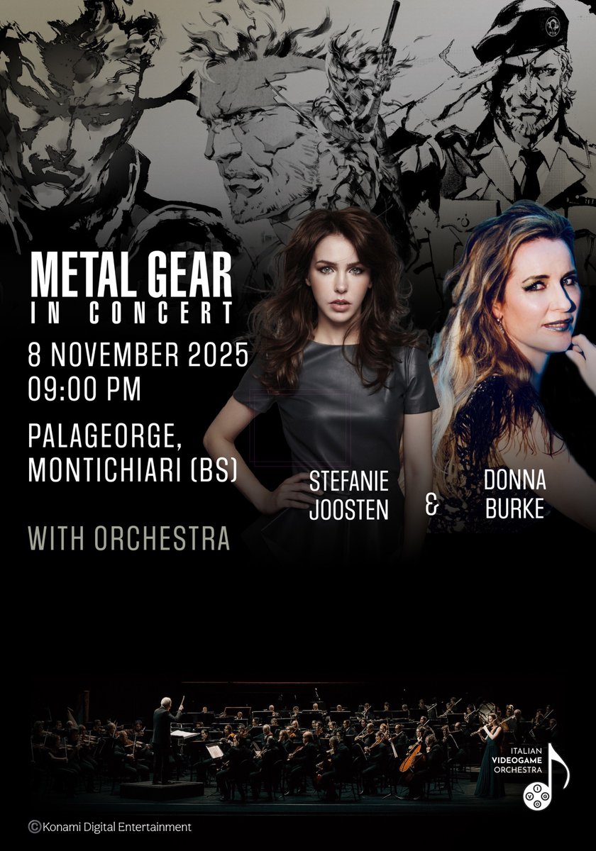 Metal Gear in Concert is coming to Italy! 🇮🇹 
Me and Donna Burke will be performing at Metal Gear in Concert in Montichiari, Italy at the PalaGeorge!

I can’t wait to share this incredible experience with you all ❤️

Tickets available here:
hiddendoor.it/calendario-eve…