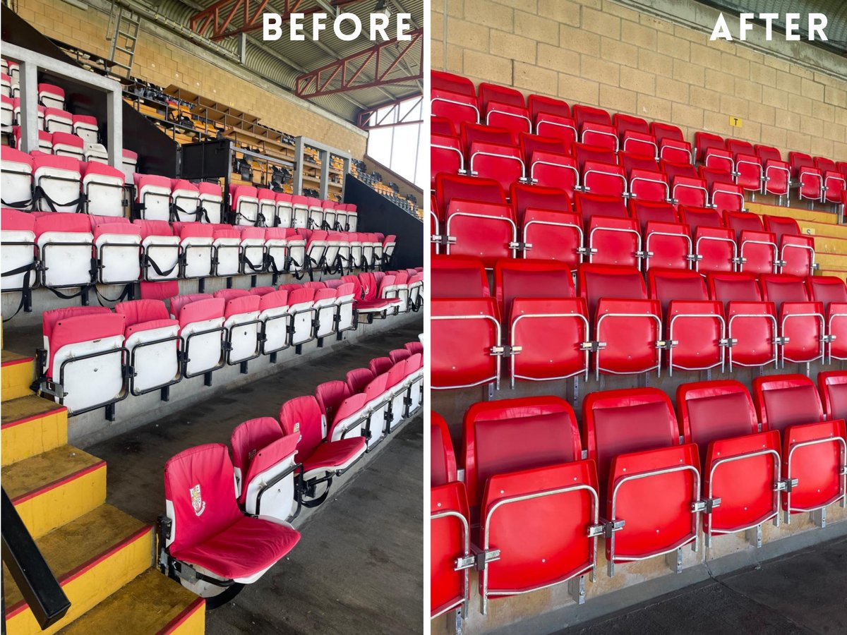 StadiaConstruct's tweet image. Some before &amp;amp; afters of last Julys 242 premium padded seat install at @LincolnCity_FC ⚽️

#stadiaconstruction #lincolncityfc #seatinstall #footballgrounds #footballstadium #stadiumupgrade
