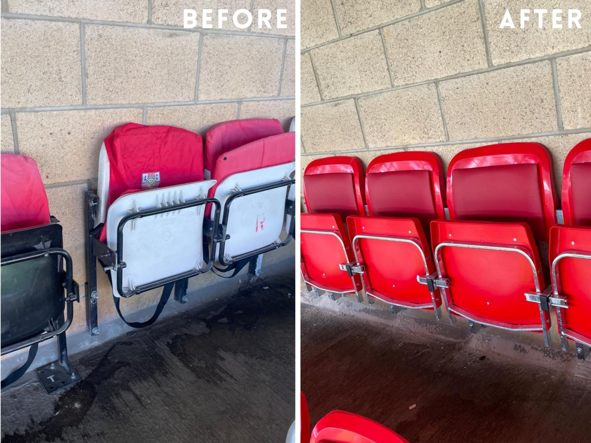 StadiaConstruct's tweet image. Some before &amp;amp; afters of last Julys 242 premium padded seat install at @LincolnCity_FC ⚽️

#stadiaconstruction #lincolncityfc #seatinstall #footballgrounds #footballstadium #stadiumupgrade
