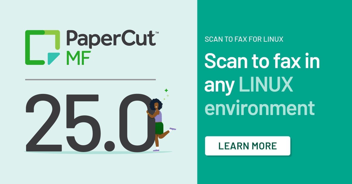 PaperCut MF’s Advanced Scan to Fax is now live on Linux! This powerful feature brings secure, intelligent faxing straight to any MFD running Linux OS, cutting complexity and streamlining workflows,  no extra servers needed. 
Click to learn more! papercut.com/blog/releases/…
