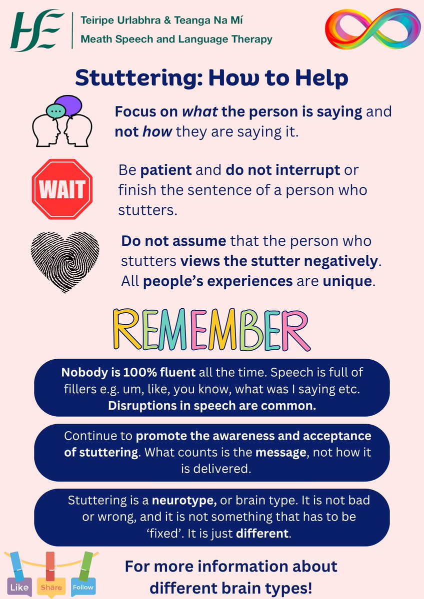 Today is International Stuttering Awareness Day!
Did you know that #stuttering and #stammering are the same thing?

<a href="/IrishStammering/">ISA</a> <a href="/iaslt/">IASLT</a> 

#SLT #SLP #Communication #MeathSLT #Inclusion #Acceptance #StutteringAwareness #Dysfluency #ISAD2025 #Neurodiversity