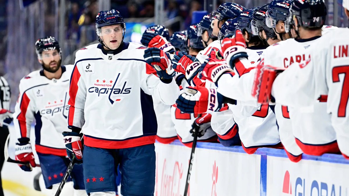 JYJr's tweet photo. @sportslogosnet The Capitals have worn blue helmets in both of their road games this season.  No word on if this is a permanent change. I think they only did it once or twice last season. https://t.co/4RhQOWzINT