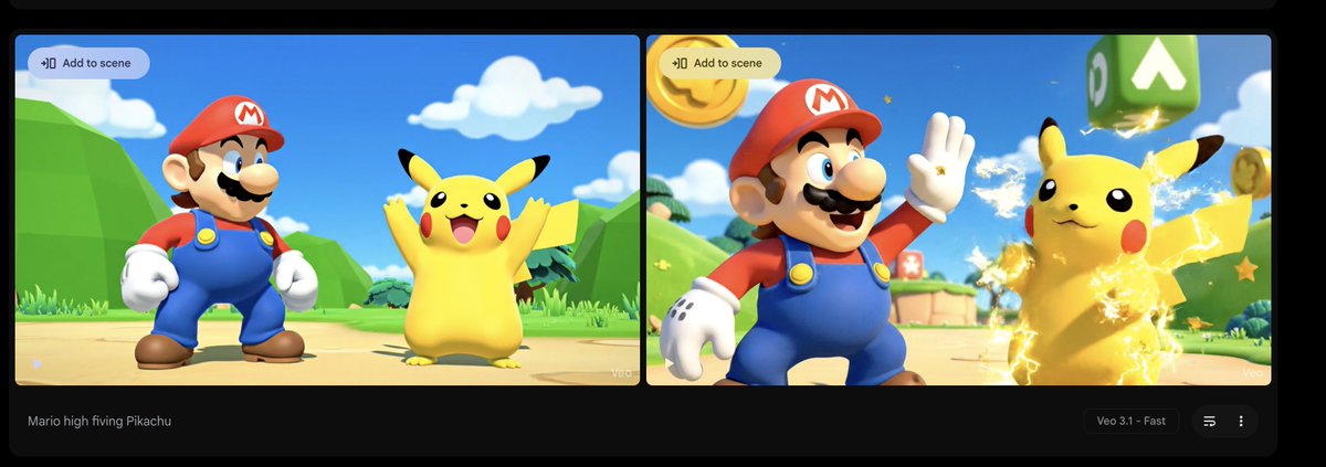 JoshRadDev's tweet image. For anyone curious, the Nintendo ninjas have yet to come for Google&apos;s Veo 3.1