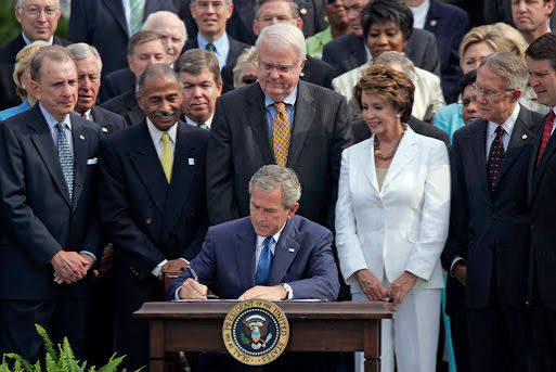 WarOnDumb's tweet image. Dear national media: Instead of using photos of LBJ signing the Voting Rights Act, use this one of its bi-partisan reauthorization. It does more to show how far we’ve regressed in a few short years.
