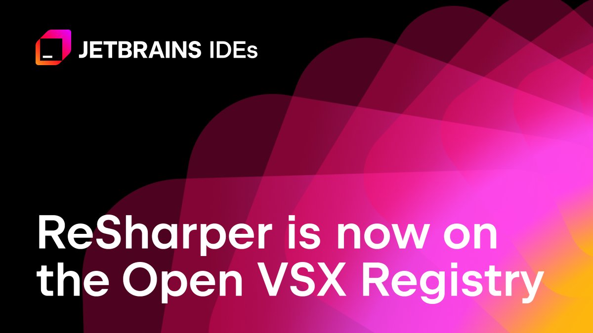 resharper's tweet image. ReSharper is now available on the Open VSX Registry! 🎉
If you use @cursor_ai or @windsurf, you can easily install and keep ReSharper updated – just type “ReSharper” into the search box in the Extensions view.
Find more details in our blog post 👉 jb.gg/rs-open-vsx-x