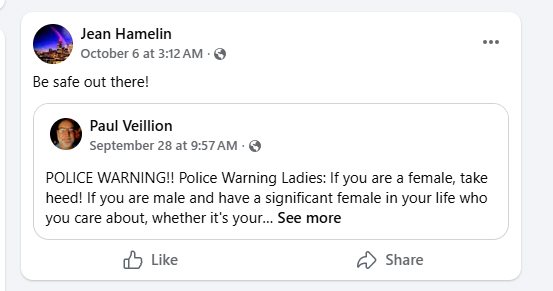 Serial Stabber Jean Hamelin Tells Everyone to be safe out there from her Facebook days Before stabbing  7 Random People in NDP Liberal Harm Reduction Paradise Vancouver