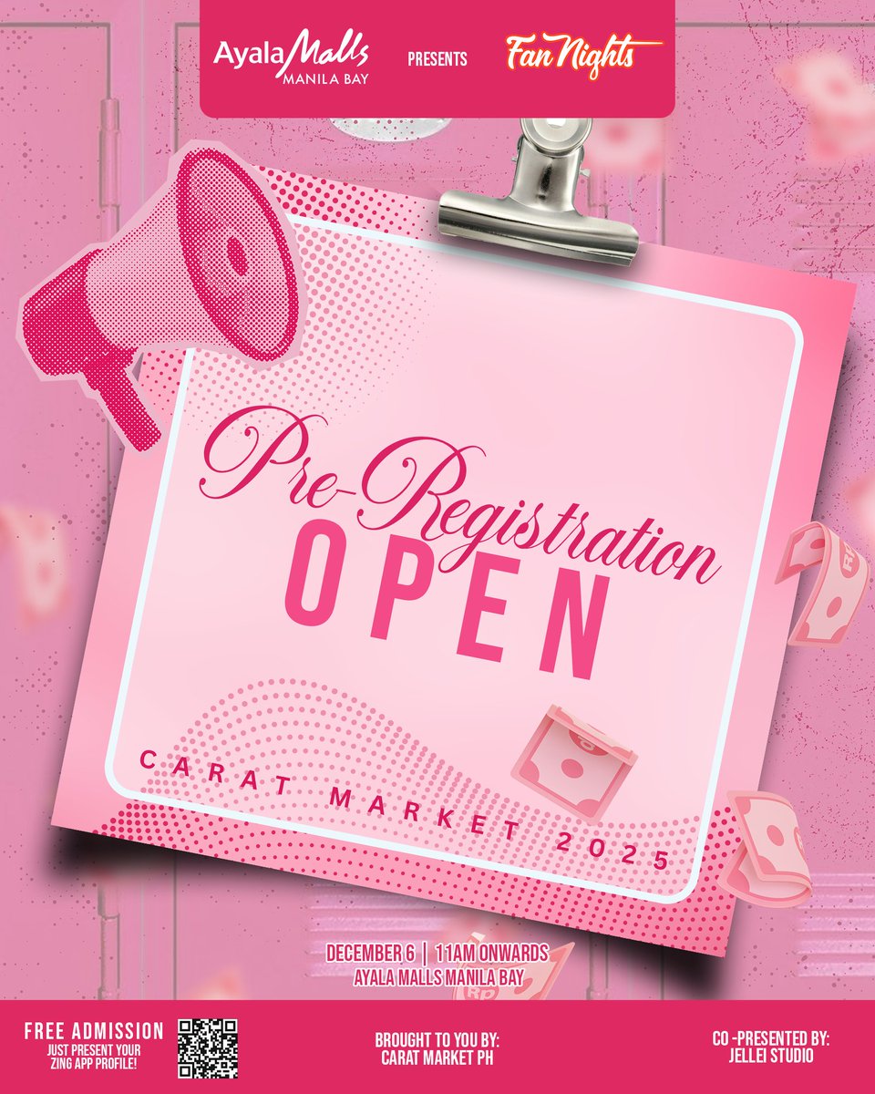 Carat_Market's tweet photo. Get ready for a year-end celebration made for every SEVENTEEN enthusiast! ✨

Recharge your lightsticks and your wallets because from morning till night, it’s going to be non-stop budolan and non-stop aju nice! 

🗓 December 6, 2025
📍 Ayala Malls Manila Bay
⏰ Registration/Doors open: 11:00 AM
🎤 Program proper starts: 3:00 PM

Let’s walk back through SEVENTEEN’s 2025 journey together. With music, merch, food, and all things Carat! 💎💖
Don’t miss out! pre-register now and be part of the first of many unforgettable Carat Markets!

🔗 Register here: https://t.co/OO63JcCg9f

#CaratMarket2025 #AtTheBay #FanNightsAtAMManilaBay